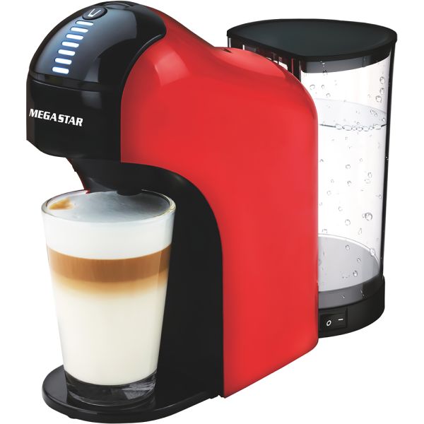 CAFETERA MEGA STAR MULTI CAPSULAS/POLVO 900ML CAF02 BLACK/RED 220V