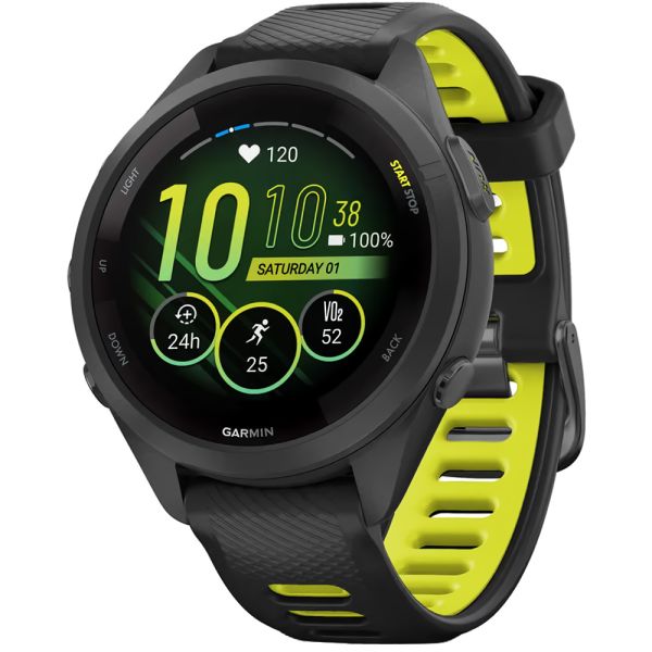 RELOJ GARMIN FORERUNNER 265S 42MM BLACK - BLACK AMP YELLOW BAND 010-02810-03