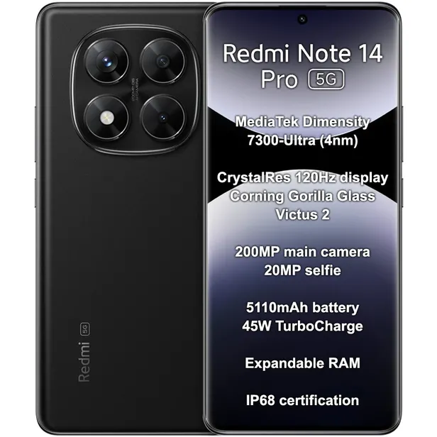 CELULAR XIAOMI REDMI NOTE 14 DUAL 256GB 8GB MIDNIGHT BLACK