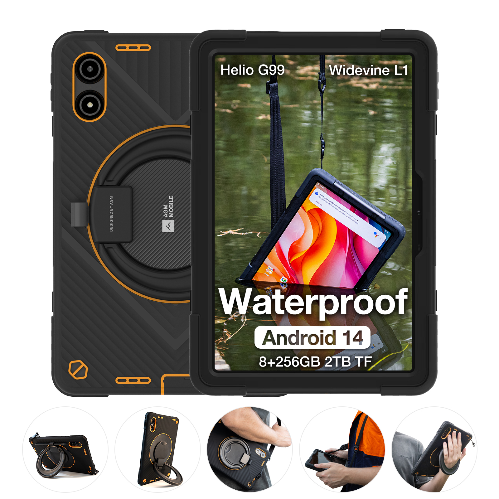 TABLET AGM PAD P2 ACTIVE LTE DS 11  FHD 90HZ 8GB 256GB IP69 MIL-SPEC ESTUCHE BLACK