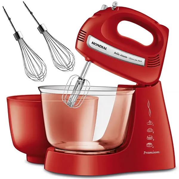 BATIDORA PRATICA MONDIAL BELLA MASSA B-55-R 4L 500W 4VEL RED 220V