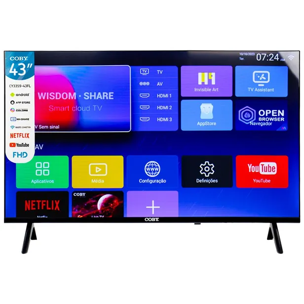 TV SMART 43  COBY CY3359-43FL FHD HDMI USB MAGIS TV 2GTA BR