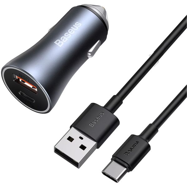 CARGADOR P  AUTO BASEUS TZCCJD-0G GC PRO 40W USB-A+USB-C + CABLE USB-A   USB-C 5A 1M GRAY