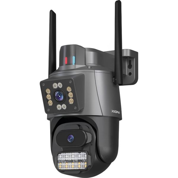 CAMARA IP XION XI-CCTV64 2CAM WIFI 3MP 360 INCLINACION IMOVIMIENTO INFRARROJO IP67 BLACK