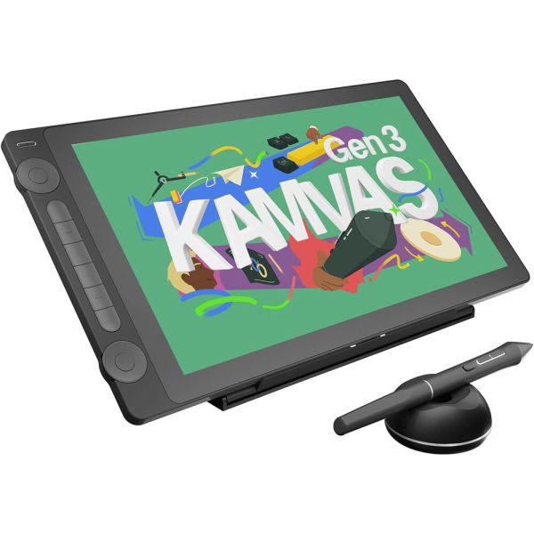 TABLETA GRAFICA HUION KAMVAS 16  2 5K QHD COSMO BLACK GS1563-WS  CON SOPORTE