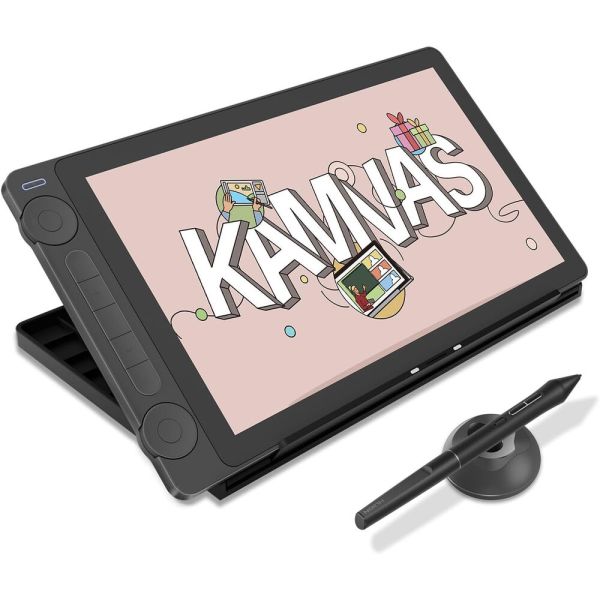 TABLETA GRAFICA HUION KAMVAS 13 BLACK GS1333-K-WS  CON SOPORTE