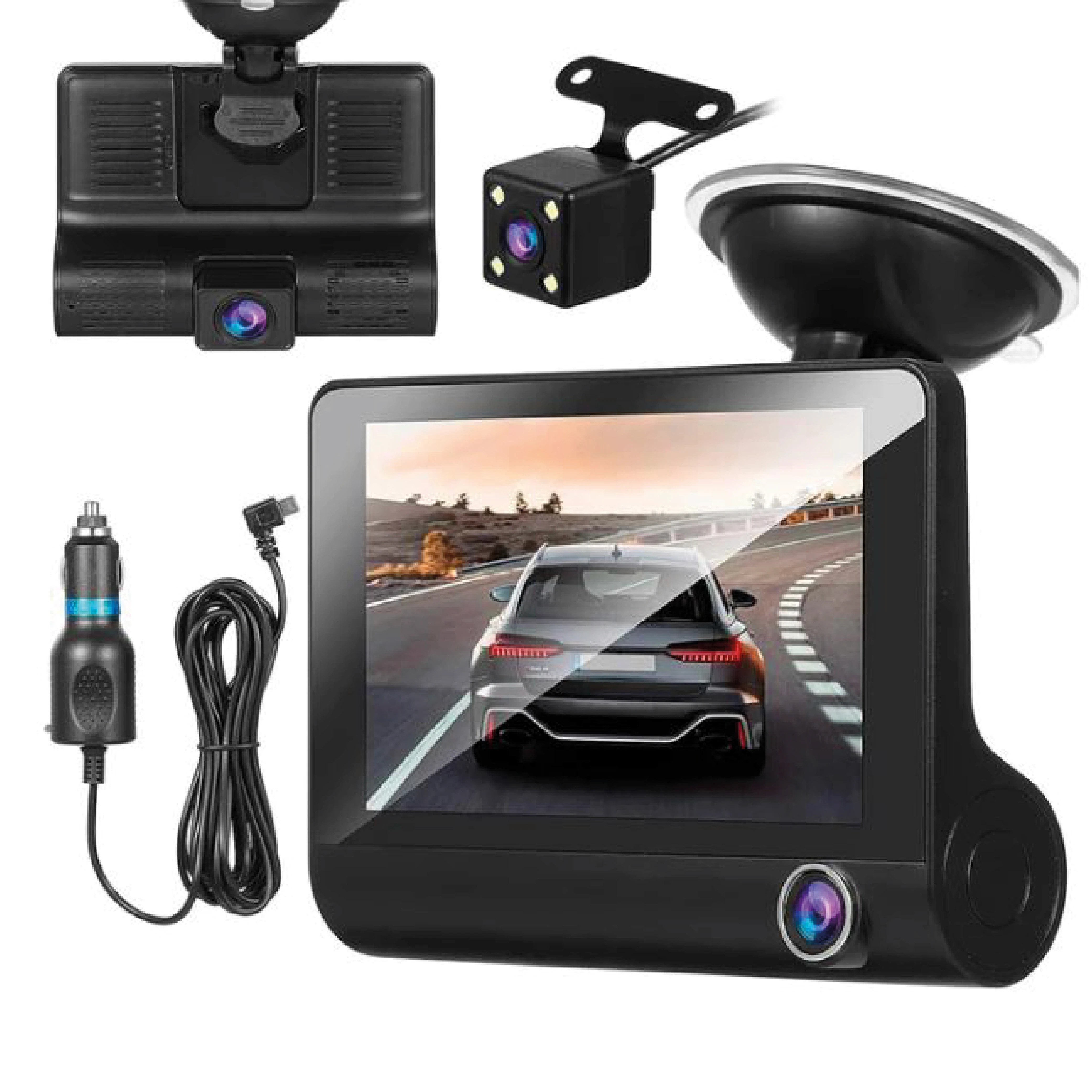 CAMARA P AUTO FRONTAL + REVERSA + INTERIOR KOLKE KUC-712 3EN1 FHD BLACK