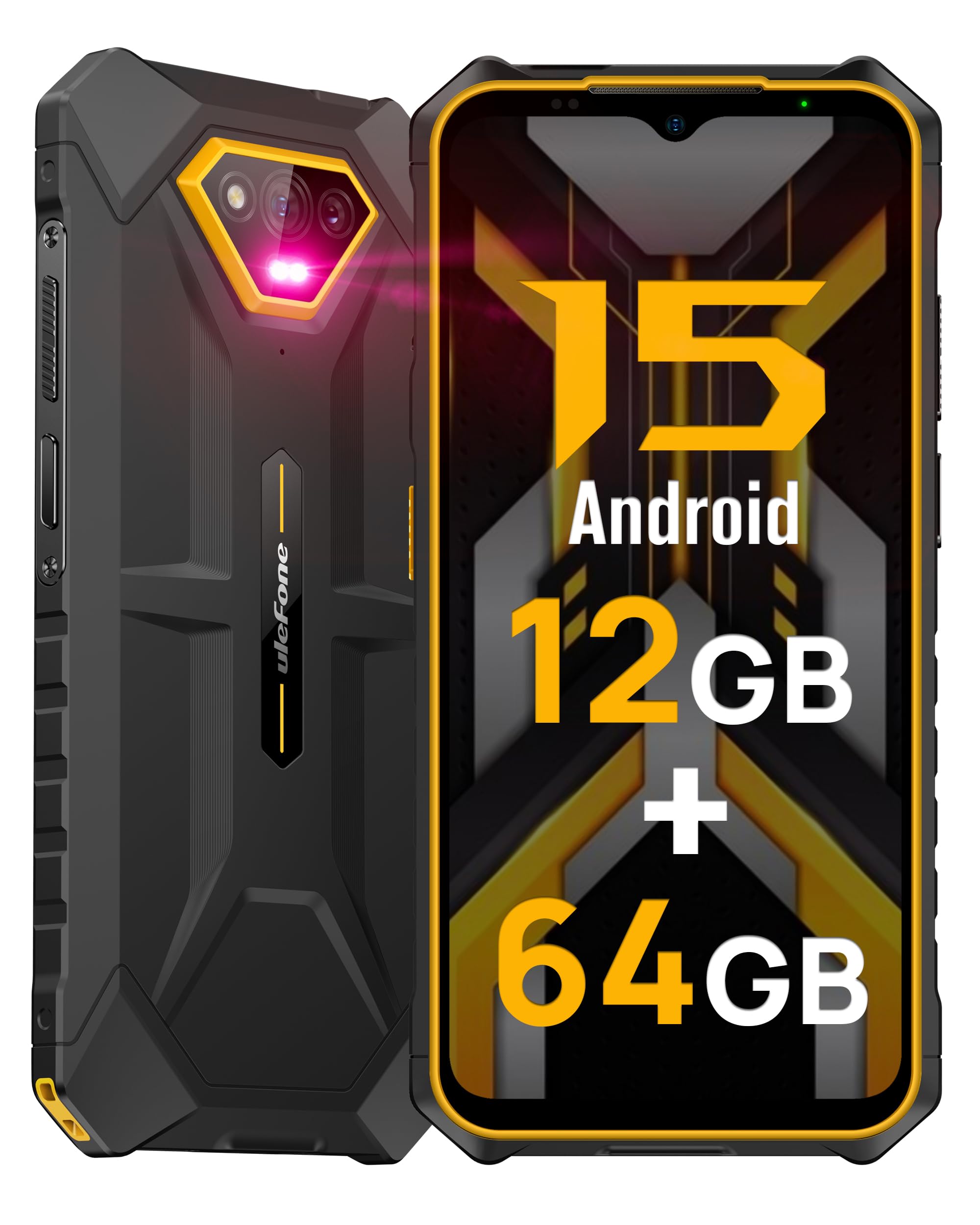 CELULAR ULEFONE ARMOR X13 RUGGED DUAL 64GB 6GB LTE NFC NIGHT-VISION-CAM ORANGE   BLACK