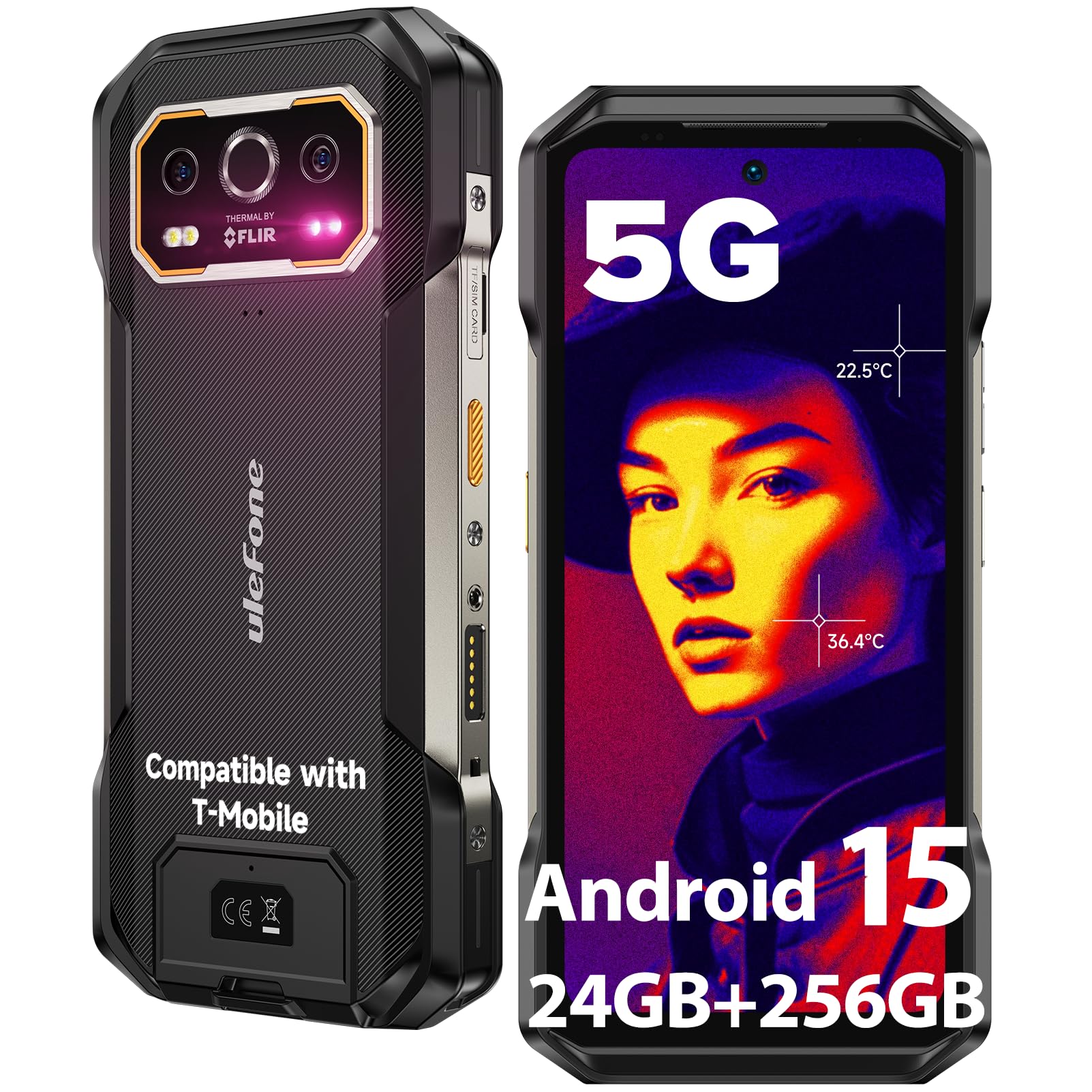 CELULAR ULEFONE ARMOR 27T RUGGED DUAL 256GB 12GB LTE NFC THERMAL-CAM NIGHT VISION BLACK