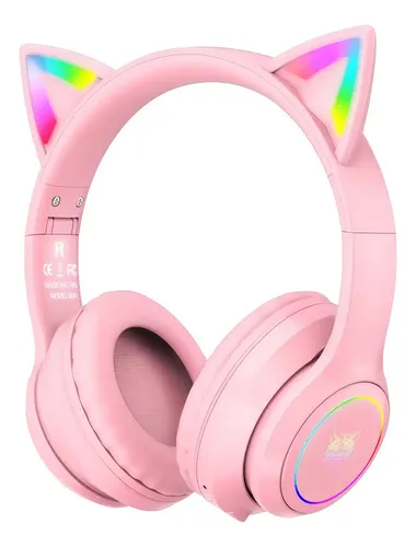 AURICULAR WIRELESS ONIKUMA GAMING B90 C OREJAS DE GATO RGB BT PINK