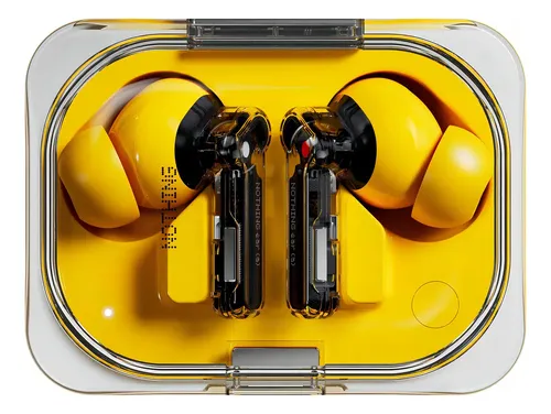 AURICULAR WIRELESS NOTHING EAR  A  ANC 6MICS IP54 TRANSP YELLOW