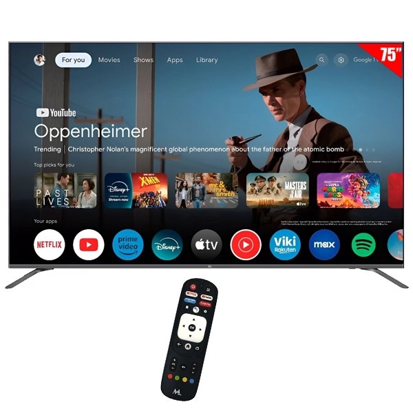 TV SMART 75  MTEK MKQ75FSGU QLED 4K 8B GOOGLE TV DA DIG VOICE REMOTE BT CAST
