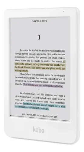 TABLET E-READER KOBO CLARA COLOUR 6  16GB WATERPROOF WHITE  KINDLE 