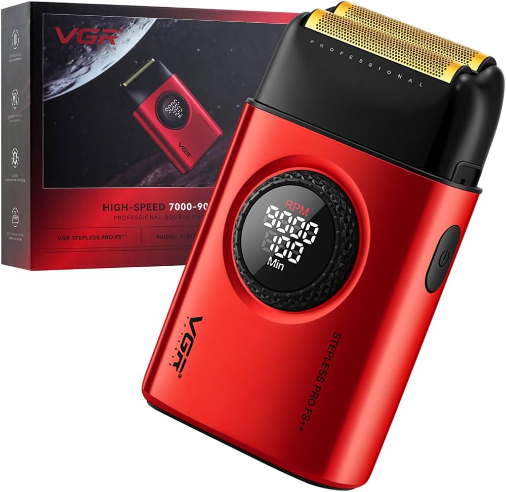 AFEITADORA SHAVER VGR V-377 TITANIO 9000 RPM USB RED