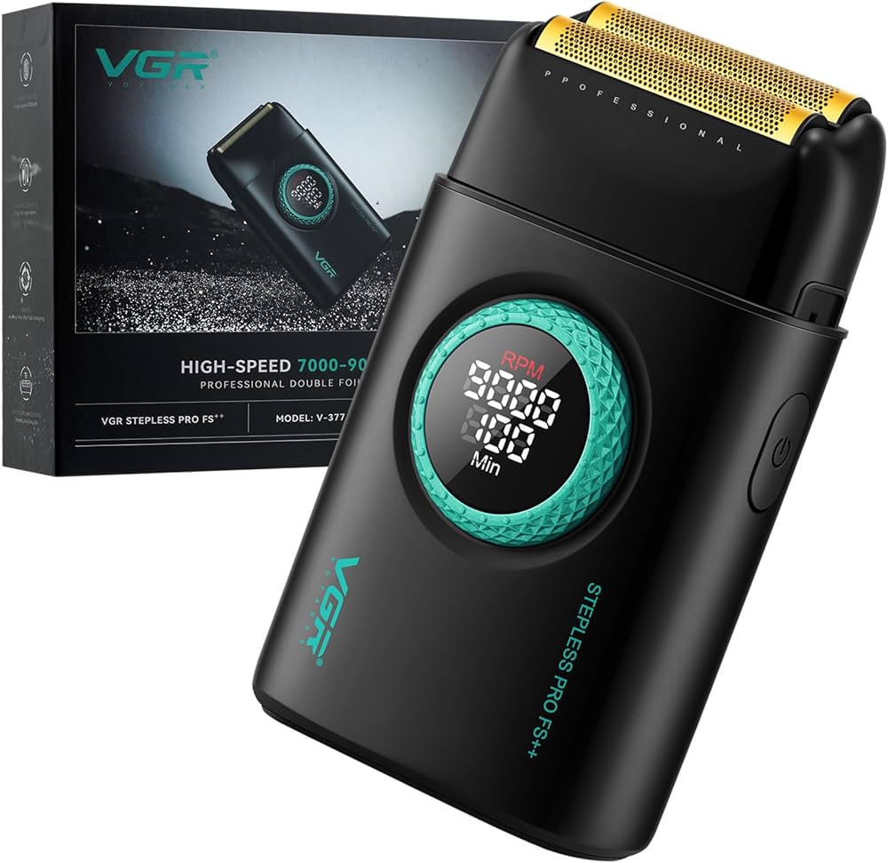 AFEITADORA SHAVER VGR V-377 TITANIO 9000 RPM USB BLACK