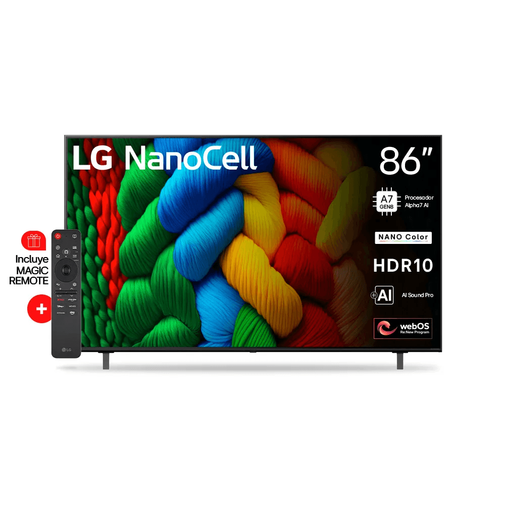 TV SMART 86  LG 86NANO80ASA UHD AI 4K HDR10-HLG BLACK