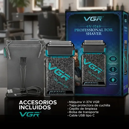 AFEITADORA SHAVER VGR V-374 VOYAGER FOIL BLACK BLUE